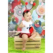 White Baby Pettitop Red Rosettes Beetle Print & Black Bow Red Black Dots Satin Bloomers & Beetle Headband BC202